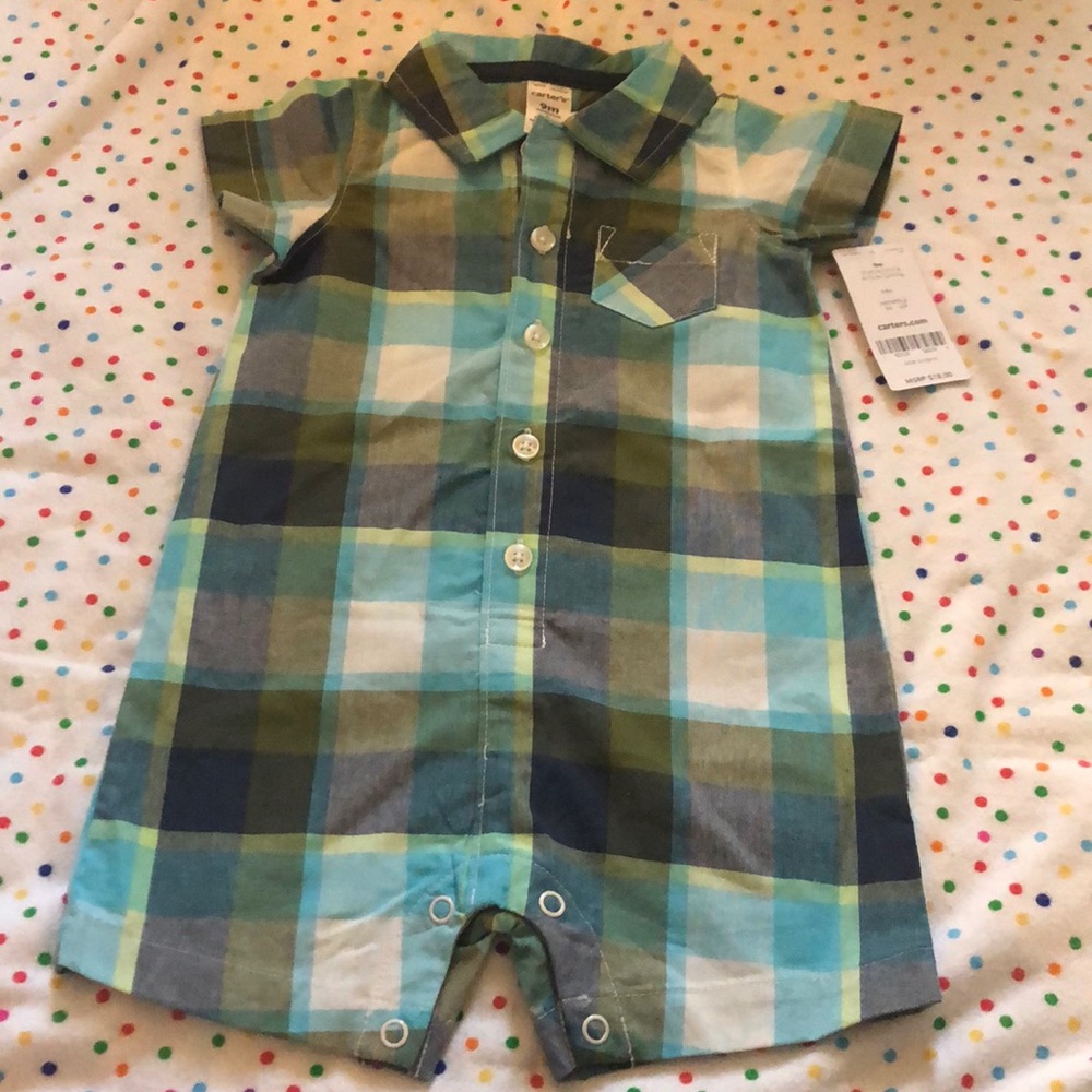 Carter’s Plaid Button-Up Onesie with Collar 9M